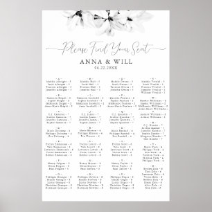 Klassiskt Magnolia Black White Alfabetical-säte Poster