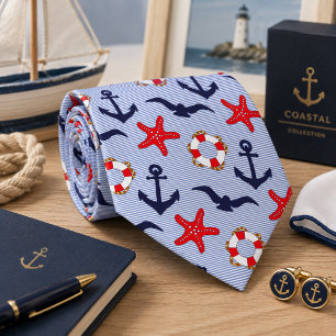 Klassiskt marinblått ankare slips