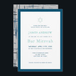 Klassiskt marinblått och Grått Pub Mitzvah Inbjudningar<br><div class="desc">Pub Mitzvahs klassiska,  enkla och chic inbjudan har en vit bakgrund som är framtagen av ett marint blått gräns med en ljuvans stjärna. Den omvända sidan har en grått-bakgrund med abstraktens blå mönster. Anpassa den efter dina behov. Du hittar matchande produkter i min butik.</div>
