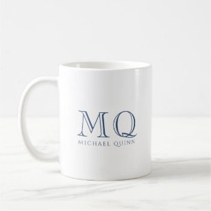Klassiskt marint blått monogram kaffemugg