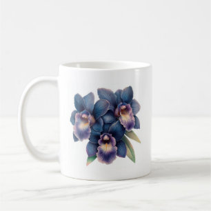 Klassiskt marint blått och lila orkidékaffe mugg