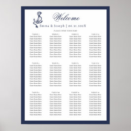 Klassiskt marint marinblått i havsområdet poster