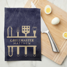 Klassiskt marint marint läder BBQ verktyg namn Kökshandduk