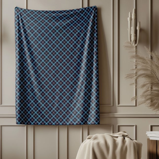 Klassiskt marint täckblad för Cabin-Stil Decor Fleecefilt (Classic Navy Plaid Blanket for Cabin-Style Decor)