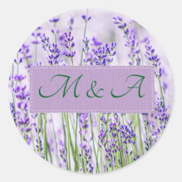 Klassiskt märke för Lavender Fält Bröllop Round Cl