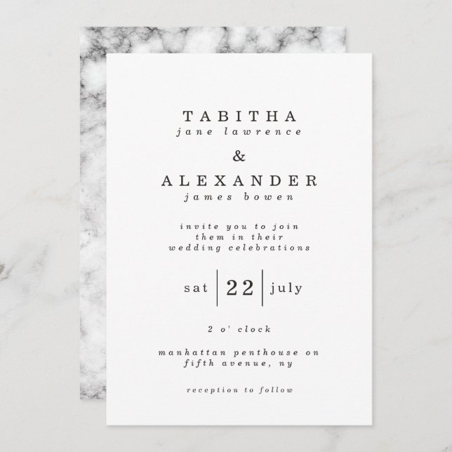 klassiskt marmorkort inbjudningar (Fram/baksida)