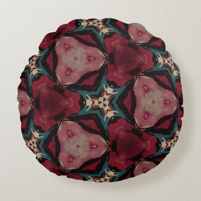 Klassiskt marockanskt geometriskt dekorativt Mönst Rund Kudde (Framsidan)