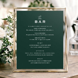 Klassiskt menykort för bröllopsbar med minimalisti poster