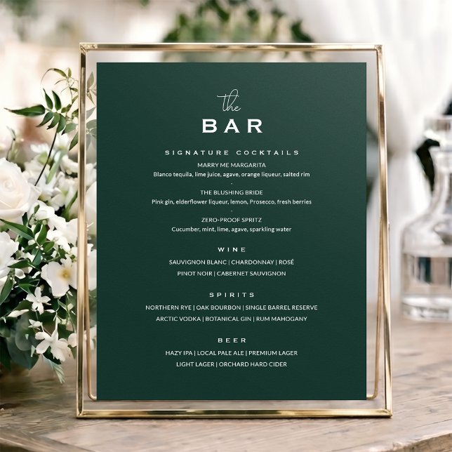 Klassiskt menykort för bröllopsbar med minimalisti poster (Skapare uppladdad)