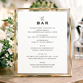 Klassiskt menykort för bröllopsbar med minimalisti poster