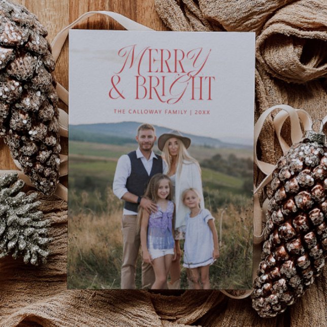 Klassiskt merry & Bright Photo Helgdag Card Julkort (Skapare uppladdad)