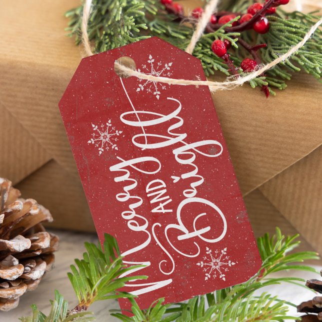 Klassiskt Merry och Bright Trendig jul Presentetikett (Classic Merry and Bright Trendy Christmas Gift Tags)