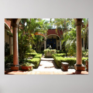 Klassiskt mexikanskt Courtyard i San Blas Nayarit Poster