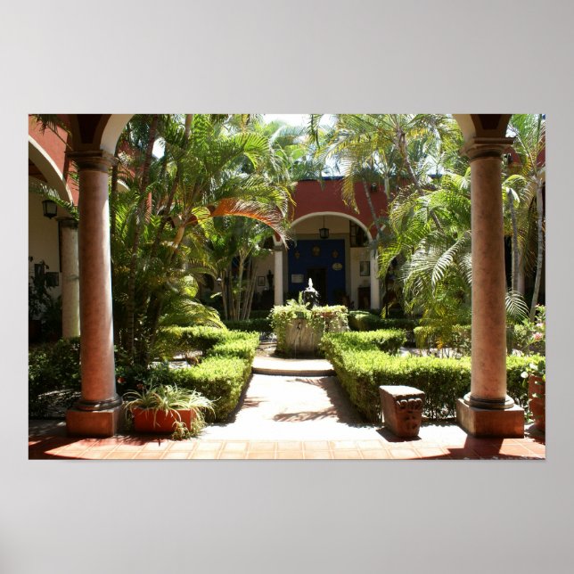 Klassiskt mexikanskt Courtyard i San Blas Nayarit Poster (Framsidan)
