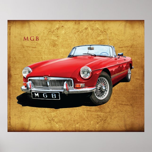 Klassiskt MG MGB-kort Poster (Framsidan)