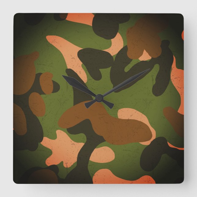 Klassiskt militärt kamouflage-mönster fyrkantig klocka (Framsida)