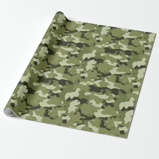 Klassiskt militärt kamouflage mönster inslagspappe presentpapper (Utrullad)