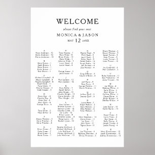 Klassiskt minimalistiskt alfabetiskt sittningssche poster