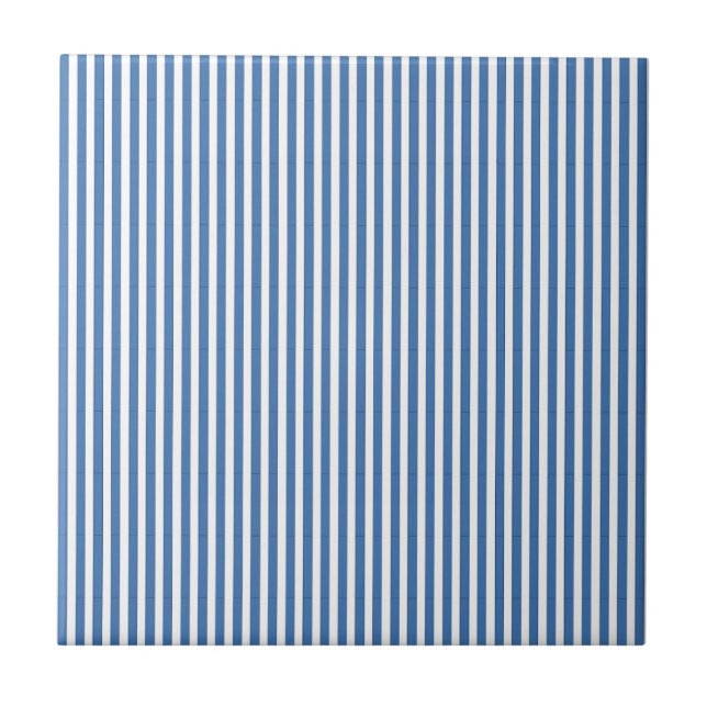 Klassiskt minimalistiskt blått och vitt randigt mö kakelplatta (Framsidan)