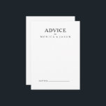 Klassiskt minimalistiskt Bröllop-kort Rådkort<br><div class="desc">Detta klassiska minimikort för råd från bröllop är underbart för en enkel händelse och elegant. Den svarta och vita vintagens typografi ge är en klassens formell beröring. Behålla den som den är eller välj att anpassa den med teckningar eller bilder som du väljer.</div>