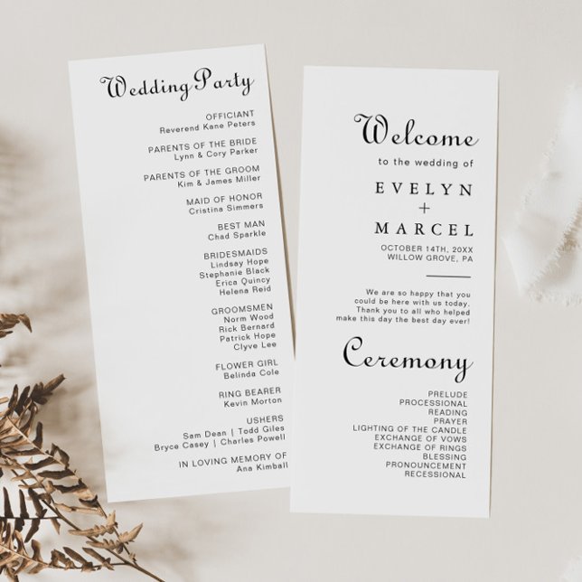 Klassiskt minimalistiskt Bröllopsprogram Program (Skapare uppladdad)