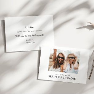 Klassiskt, minimalistiskt foto Maid of honor Frier Inbjudningar