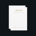Klassiskt minimalistiskt Guld Bröllop-kort Rådkort<br><div class="desc">Detta klassiska minimikort för råd från guld bröllop är underbart för en enkel händelse och elegant. Vintagens typografi i guld är en klassens formell beröring. Behålla den som den är eller välj att anpassa den med teckningar eller bilder som du väljer.</div>