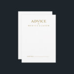 Klassiskt minimalistiskt Guld Bröllop-kort Rådkort<br><div class="desc">Detta klassiska minimikort för råd från guld bröllop är underbart för en enkel händelse och elegant. Vintagens typografi i guld är en klassens formell beröring. Behålla den som den är eller välj att anpassa den med teckningar eller bilder som du väljer.</div>
