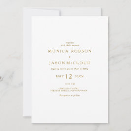 Klassiskt minimalistiskt Guld i ett Bröllop Inbjudningar