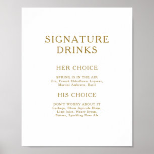 Klassiskt minimalistiskt guld signatur drycker sky poster