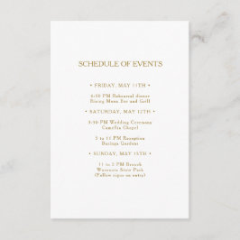 Klassiskt minimalistiskt händelseschema Guld Bröll Tilläggskort