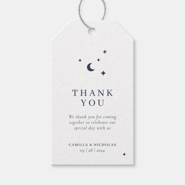 Klassiskt minimalistiskt kelestial Bröllop Presentetikett (Framsidan)