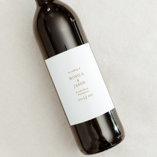 Klassiskt minimalistiskt märke Guld Bröllop Vin Vinflaska Etikett