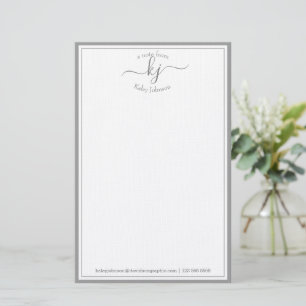 Klassiskt minimalistiskt monogram Light Grått Ram Brevpapper
