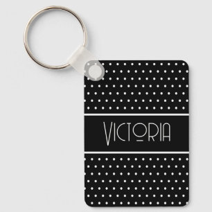 Klassiskt minimalistiskt Retro Polka dots Black & Nyckelring