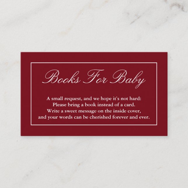 Klassiskt minimalistiskt rött Bokar för Baby Tilläggskort (Framsida)