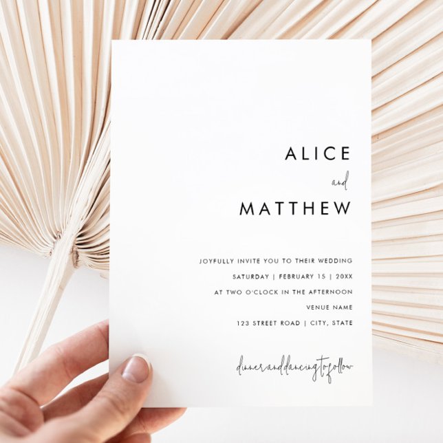 Klassiskt minimalistiskt svart och vitt Bröllop Inbjudningar (Skapare uppladdad)