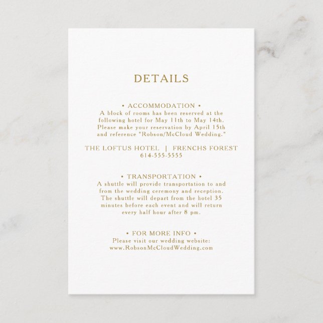 Klassiskt minimalistiskt visitkort för information tilläggskort (Framsida)