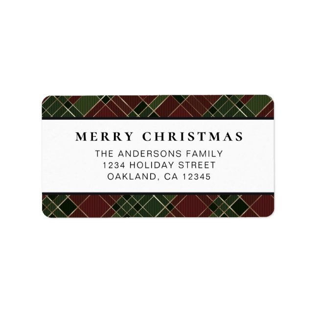 Klassiskt minimalt rött och Grönt Play-jul Adressetikett (Framsidan)