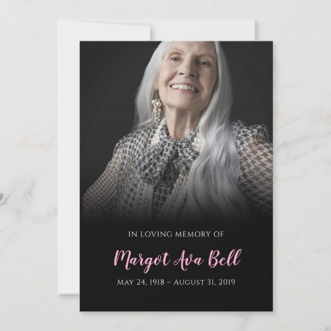 Klassiskt minneskort för svart och Rosa Inbjudningar (Framsida)