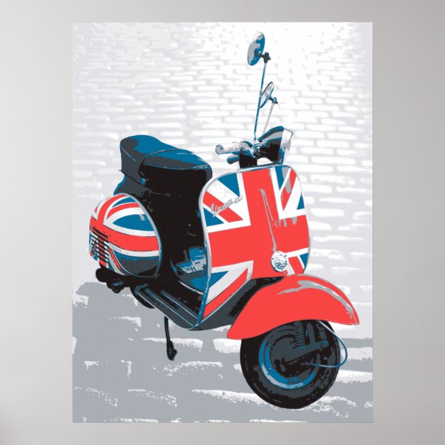 Klassiskt Mod Scooter Poster (Framsidan)