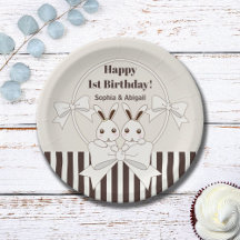 Klassiskt moderat Cute Twin Bunny Girl Birthday