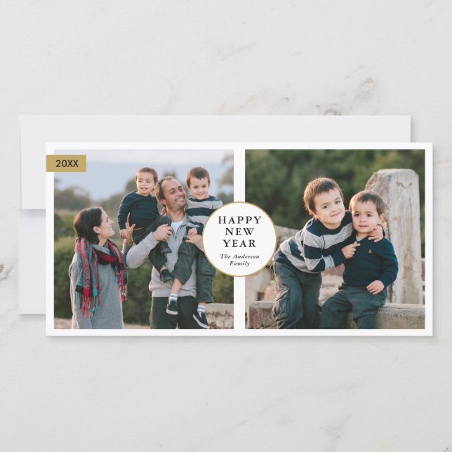 Klassiskt Modern 2 Photo Gott nytt år 2021 Julkort (Framsida)