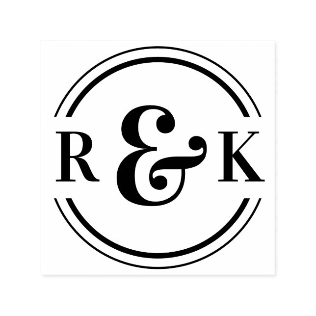 Klassiskt Modern Ampersand Two Monogram Initialer Självfärgande Stämpel (Design)