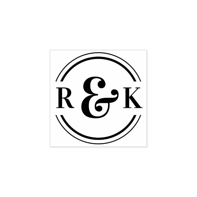 Klassiskt Modern Ampersand Two Monogram Initialer Stämpel (Tryck)