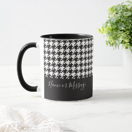 Klassiskt Modern Black and White Houndstooth Coffe Mugg
