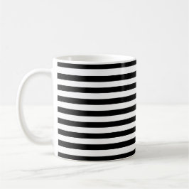 Klassiskt Modern Black and White-Vågrät med stripe Kaffemugg
