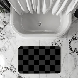 Klassiskt Modern Black & Smoky Black Checkerboard Badrumsmatta