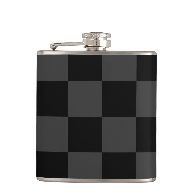 Klassiskt Modern Black & Smoky Black Checkerboard Fickplunta (Framsidan)