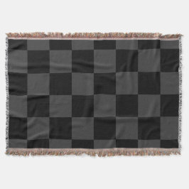 Klassiskt Modern Black & Smoky Black Checkerboard Filt